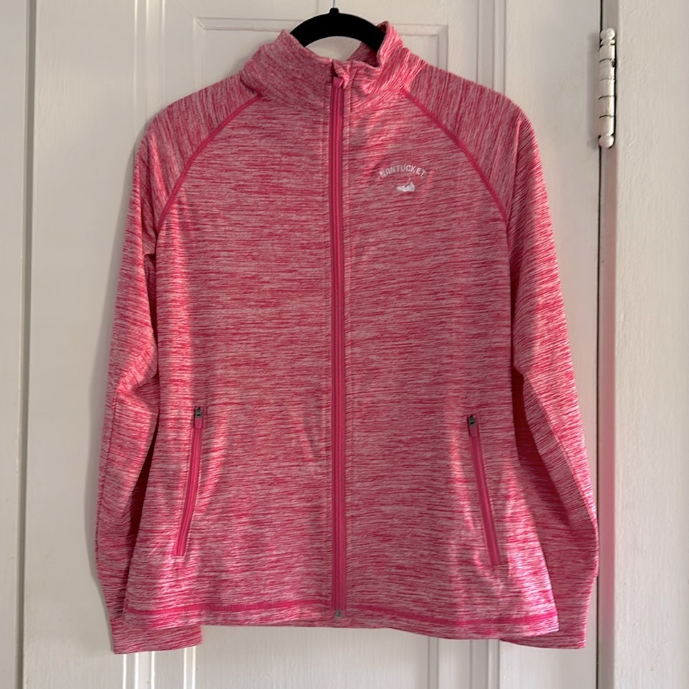 NWT Nantucket Garb Girls Pink Athletic Zip Up Jacket Logo, Size XL Age 11-12